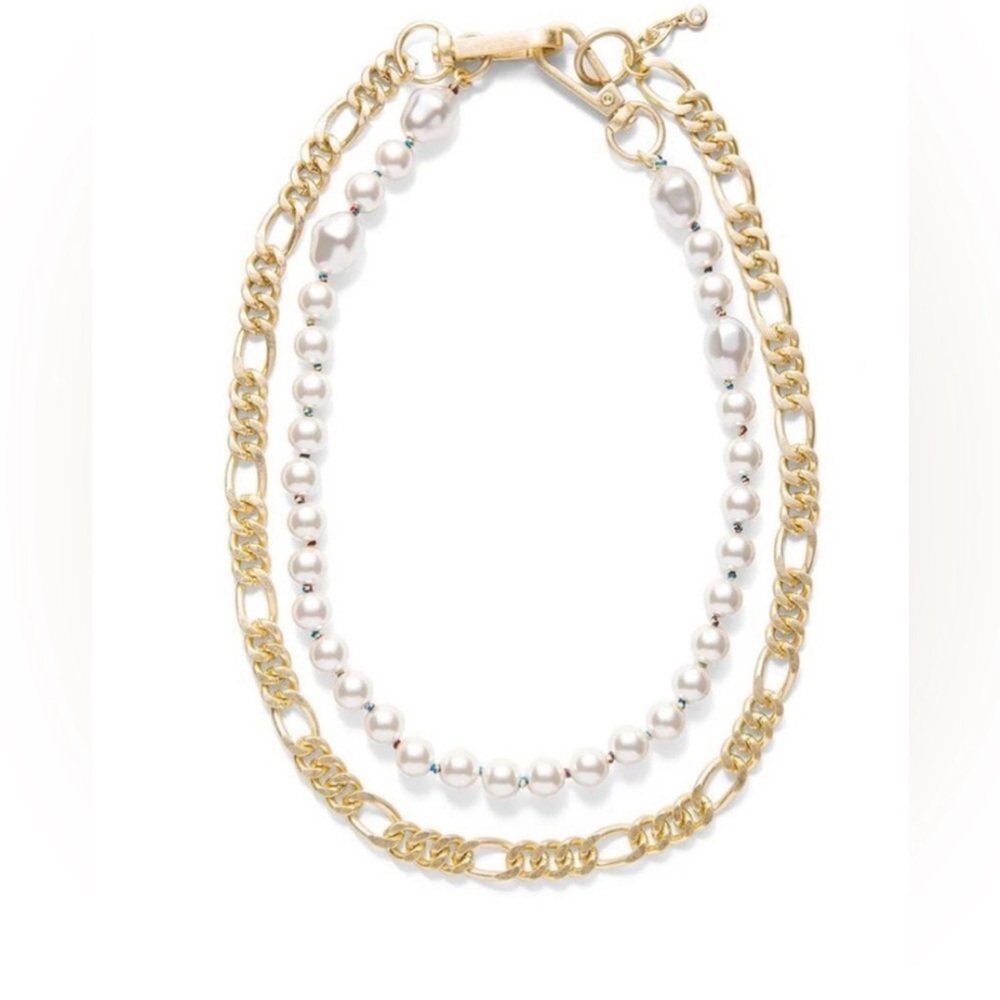 CAbi Wisdom Necklace - $110 Retail - Faux Pearl and Gold Chain - Wear 2 Ways!